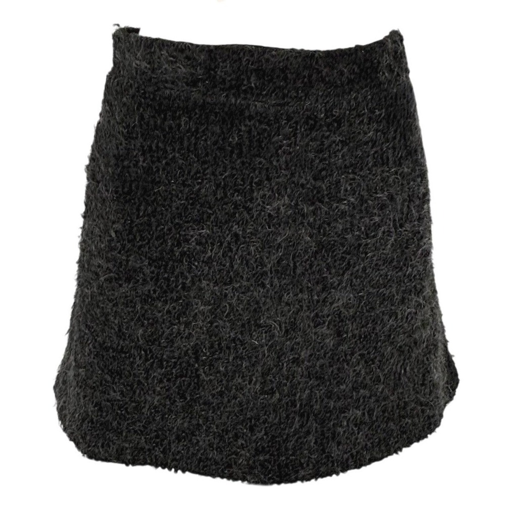 Tripp NYC Mini Skirt Womens Large Charcoal Vintage Mohair Fuzzy Grunge Goth